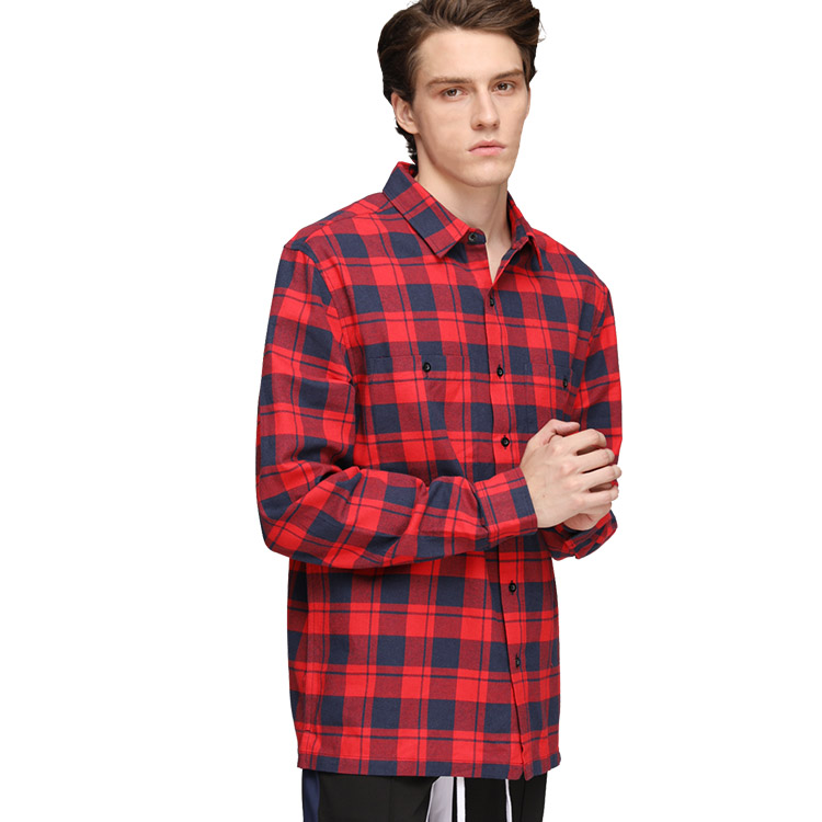 Customized Oversized Plaid Flannel Shirt Men