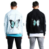 Dongguan Clothing Custom Loose Fit Butterfly Print Mens Denim Jacket 
